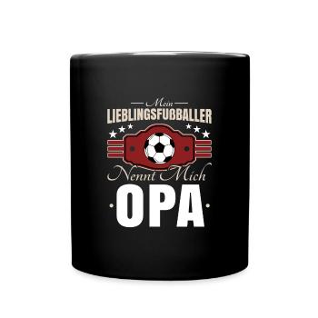 Fußball Opa - Tasse einfarbig - Schwarz - Vorne