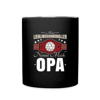 Handball Opa - Tasse einfarbig - Schwarz - Vorne