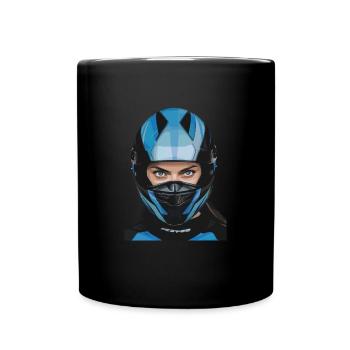 Motorradfahrerin Motorrad Frau - Tasse einfarbig - Schwarz - Vorne