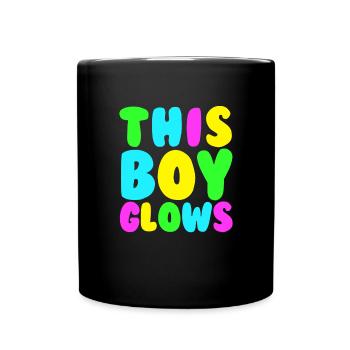 This Boy Glows Men's 80s Disco Boys Glow Day - Tasse einfarbig - Schwarz - Vorne