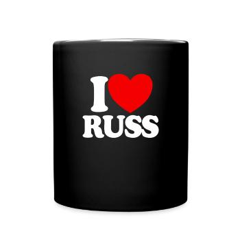 Ich liebe Russ. Rotes Herz, ich liebe Russ - Tasse einfarbig - Schwarz - Vorne