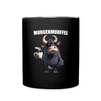 Morning Muhffel Morning Grouch Cow Chemise de sommeil - Mug uni - noir - Devant