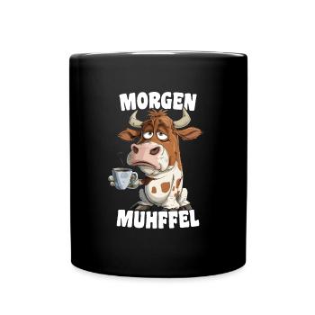 Morning Grouch Morning Muhffel Coffee Funny Cow - Full Colour Mug - black - Front
