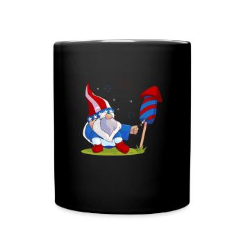 Liebenswerter Gnome Feuerwerk Amerika - Tasse einfarbig - Schwarz - Vorne