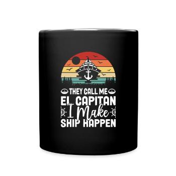 Ship Yacht Boat Vintage Captain - Full Colour Mug - black - Front