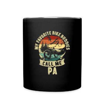Bike Buddies Vatertag Vater Kinder Geschenk - Tasse einfarbig - Schwarz - Vorne