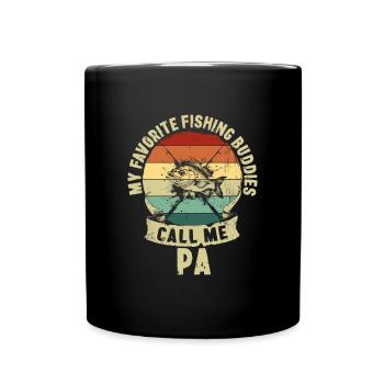 Copains de pêche Fête des pères Cadeau père enfants - Mug uni - noir - Devant