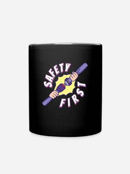 Safety First Sicherheit Sicherheitsgurt - Tasse einfarbig - Schwarz