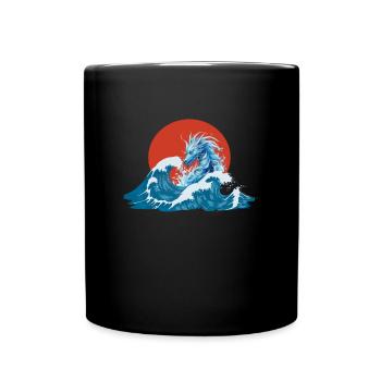 Back Print Japanese Dragon Blue China Asia - Full Colour Mug - black - Front
