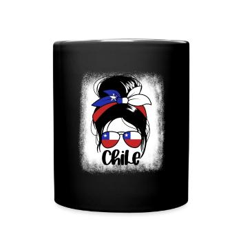 Chile Messy Bun Patriotische chilenische stolze Fr - Tasse einfarbig - Schwarz - Vorne