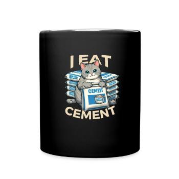 I Eat Cement Cat Memes Funny, I Eat Cement - Full Colour Mug - black - Front
