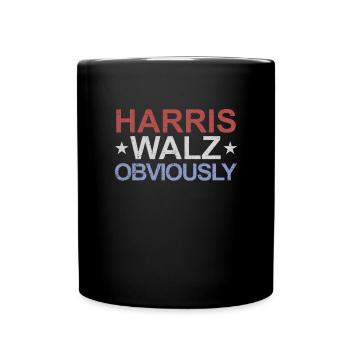 Harris Walz Obviously Harris 2024 Kamala Offe - Full Colour Mug - black - Front