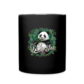 Niedlicher Panda Bambus Wald Tier Tierwelt - Tasse einfarbig - Schwarz - Vorne