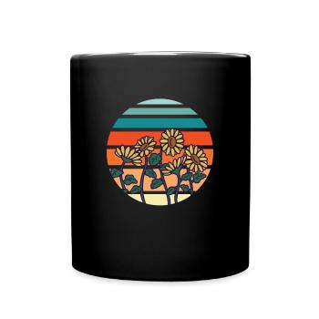 Sunflowers Retro Florist Flowers - Full Colour Mug - black - Front