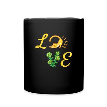 Sunflowers Love Cat Florist Flowers - Full Colour Mug - black - Front