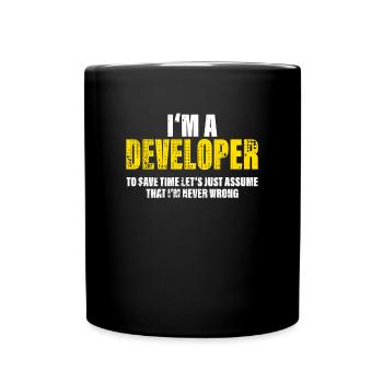 Developer Funny Saying Profession Colleague Gift - Full Colour Mug - black - Front