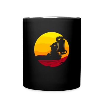 Hippo Retro Sunset Hippo Kids - Full Colour Mug - black - Front