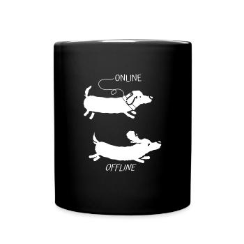 Online Offline Wire-haired Dachshund Dogs - Full Colour Mug - black - Front