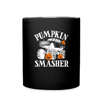 Pumpkin Smasher Monster Truck Halloween Monster - Full Colour Mug - black - Front