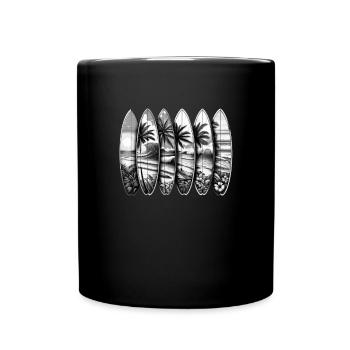 Surfboard Art Surfing Retro Surfer Surf Shop - Full Colour Mug - black - Front