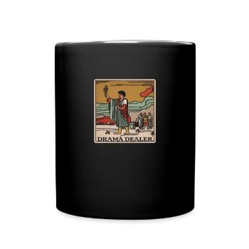 Drama Dealer Tarot Card, Funny Stage Acting - Full Colour Mug - black - Front