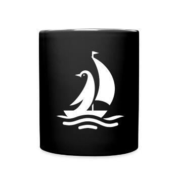 Pinguin Segelboot Segeln Silhouette Minimalistisch - Tasse einfarbig - Schwarz - Vorne