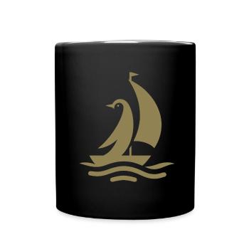 Pinguin Segelboot Segeln Silhouette Minimalistisch - Tasse einfarbig - Schwarz - Vorne