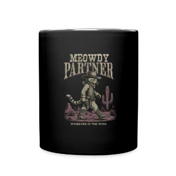 Meowdy Partner Whiskers In The Wind Cowboy Cat - Tasse einfarbig - Schwarz - Vorne