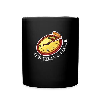 horloge pizza o’clock illustration amusante - Mug uni - noir - Devant