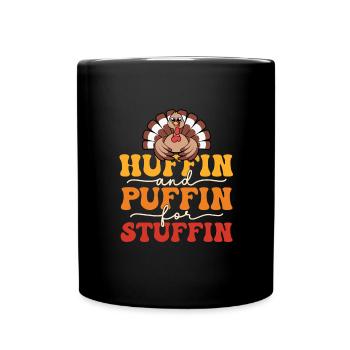Huffin' Og Puffin' For Stuffin' Turkey Trot - Ensfarvet krus - sort - Foran