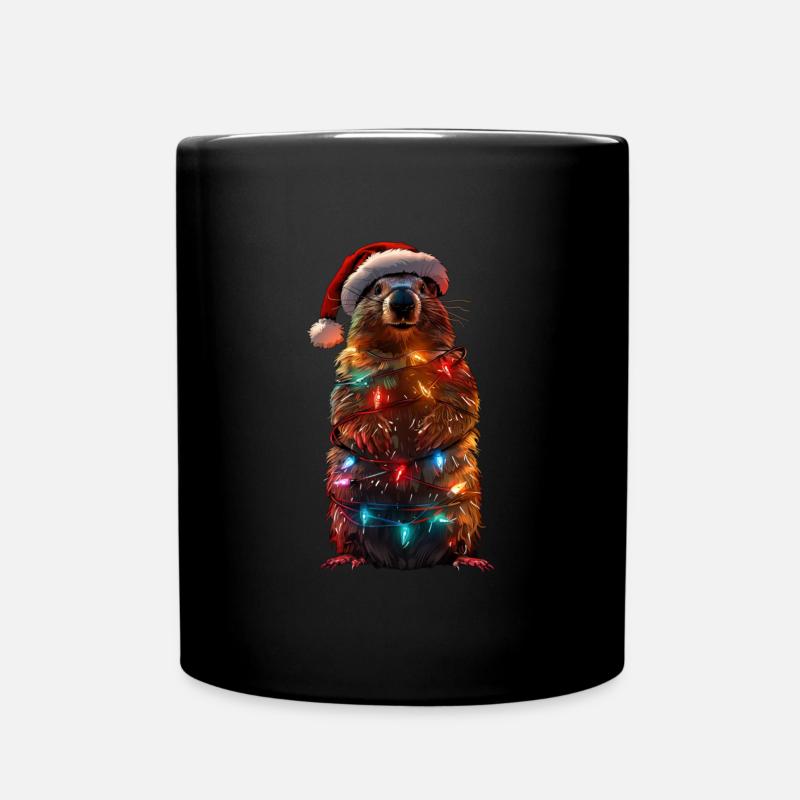 Murmeltier Weihnachten - Tasse einfarbig - Schwarz