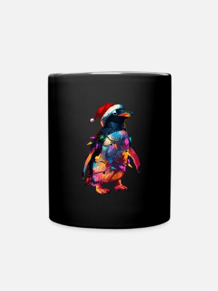 Pinguin Weihnachten - Tasse einfarbig - Schwarz