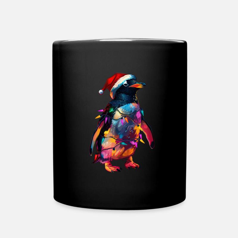 Pinguin Weihnachten - Tasse einfarbig - Schwarz