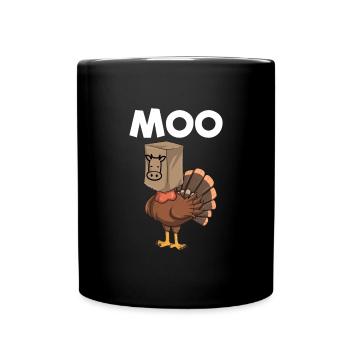 Moo Turkey Cow Disguise, Funny Thanksgiving - Full Colour Mug - black - Front