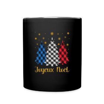 Joyeux Noël French Flag Color Merry Christmas Tree - Full Colour Mug - black - Front