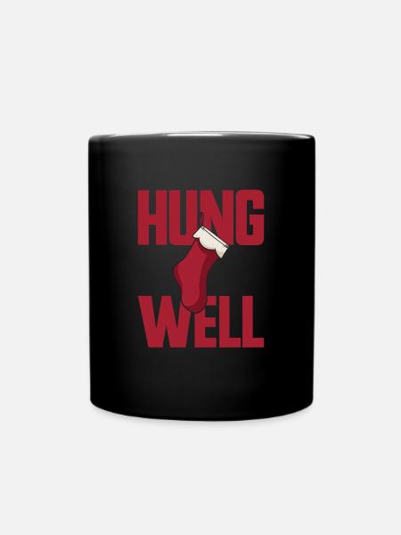 Hung Well Christmas Stocking Raunchy Men's - Full Colour Mug - black