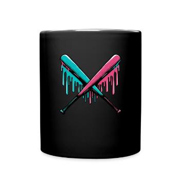 Baseball-Tropfen streut Baseballschläger Baseball- - Tasse einfarbig - Schwarz - Vorne