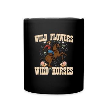 Wildflowers Wild Horses Wild Horses for Women - Full Colour Mug - black - Front