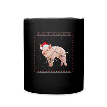 Cochon de Noël Drôle Laid, Noël Pu - Mug uni - noir - Devant