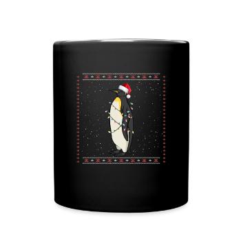 Weihnachtspinguin Lustiger hässlicher Weihnachtspu - Tasse einfarbig - Schwarz - Vorne