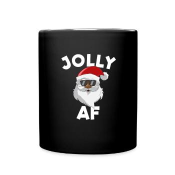 Jolly AF Schwarzer Weihnachtsmann Weihnachten Joll - Tasse einfarbig - Schwarz - Vorne