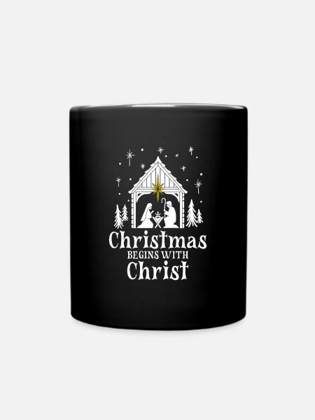 Christmas begins with Christ - Full Colour Mug - black