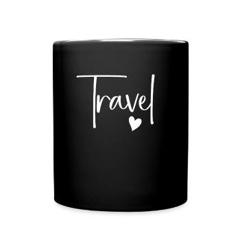 Travel Minimalist world traveler loves to - Full Colour Mug - black - Front