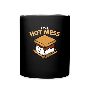 Ich bin ein heißes Durcheinander S'Mores Marshmall - Tasse einfarbig - Schwarz - Vorne