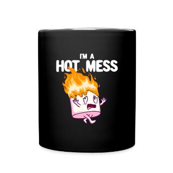 Ich bin ein heißes Durcheinander S'Mores Marshmall - Tasse einfarbig - Schwarz - Vorne