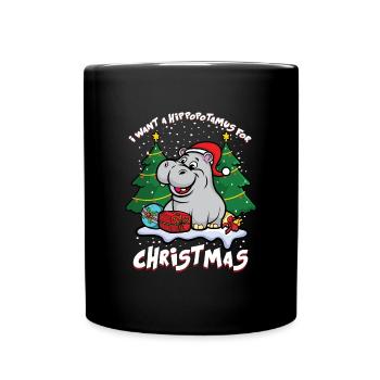 Je souhaite un hippopotame pour Noël - Mug uni - noir - Devant