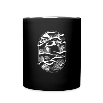 Pilzemotiv Pilzvielfalt Pilzsporen - Tasse einfarbig - Schwarz - Vorne