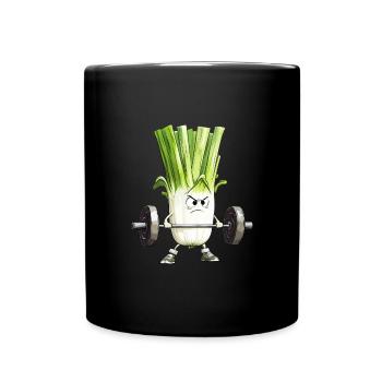 Deadlifting leek - Full Colour Mug - black - Front