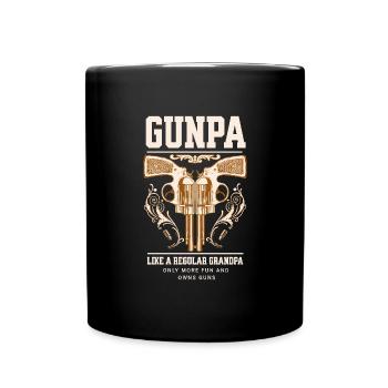 Gunpa Revolver Funny Gun Grandpa Father's Day GunpaWaff - Full Colour Mug - black - Front