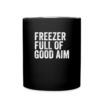 Gefrierschrank voller guter Ziel-lustiger Jäger-Mä - Tasse einfarbig - Schwarz - Vorne